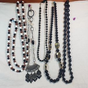 Lot of Vintage Black Beaded Necklaces
